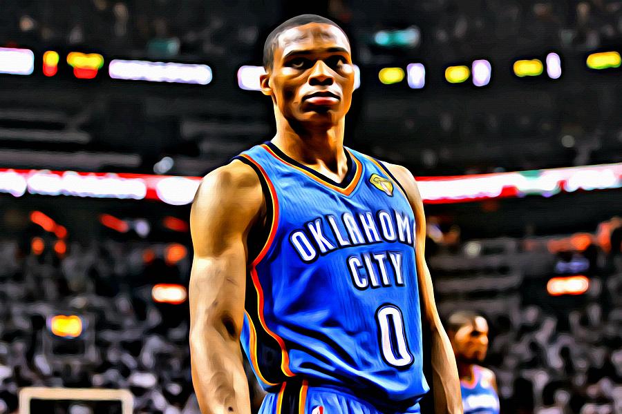 900x600 Russell Westbrook Portrait Painting By Florian Rodarte - Russell Westbrook Painting