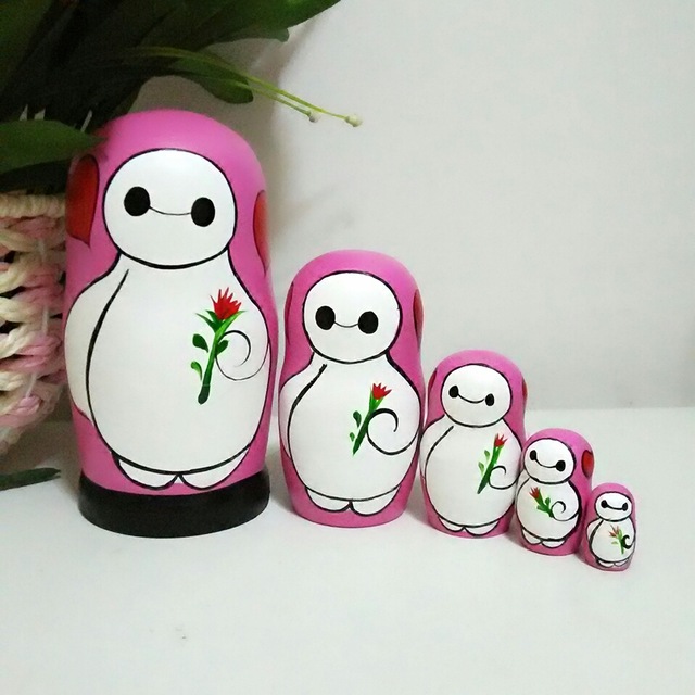 640x640 M002 Matryoshka 5 In 1 Wooden Russian Doll Hand Painted Cute - Russian Doll Painting