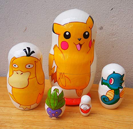 466x452 Pokemon Russian Nesting Doll Set Of 5 Piece. Hand - Russian Doll Painting