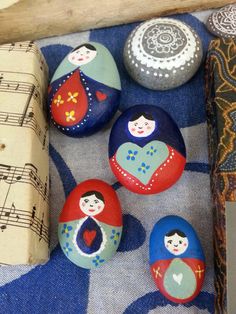 236x314 Gingerbread Cottage Beach Stones Painted Rocks - Russian Doll Painting