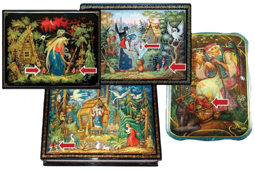 850x569 Modern Lacquer Boxes, Simulating Russian Folk Art On Baba Yaga - Russian Folk Painting