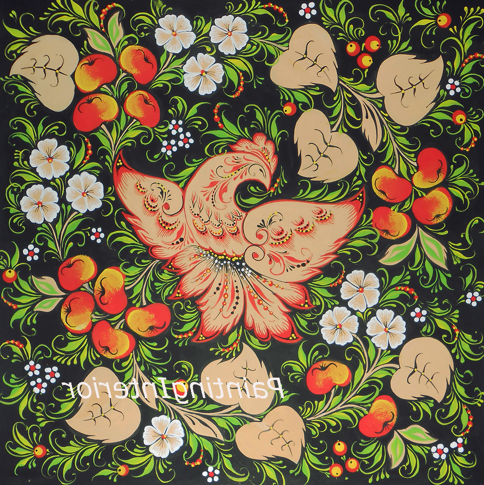 996x998 Russian Folk Art Painting Original Paintings For Interior - Russian Folk Painting