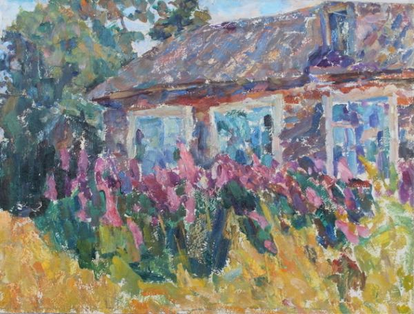 600x456 Russian Impressionist Painting Irises, V.barhatkov - Russian Impressionist Painting