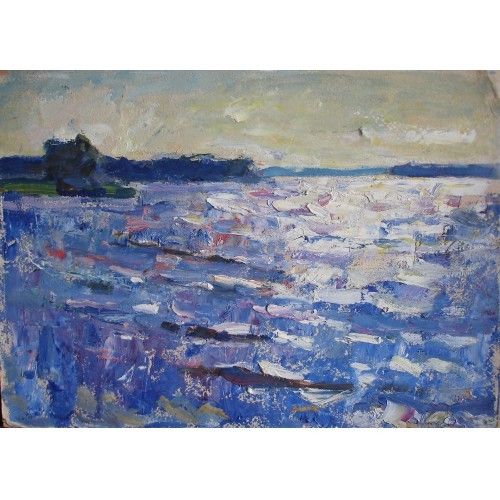 500x500 Russian Impressionist Painting Lake, V.barhatkov - Russian Impressionist Painting