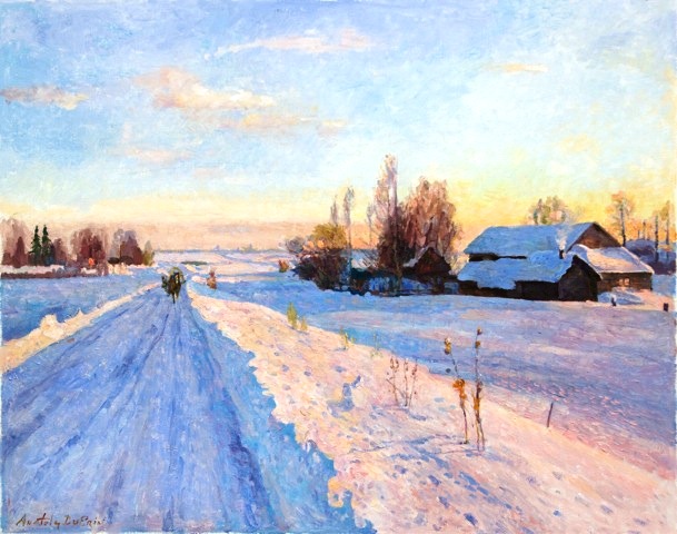 609x480 Russian Winter - Russian Impressionist Painting