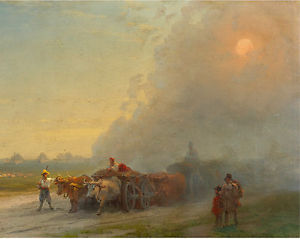 300x239 Ox Cart In The Ukrainian Steppe Russian Landscape Painting Art - Russian Landscape Painting