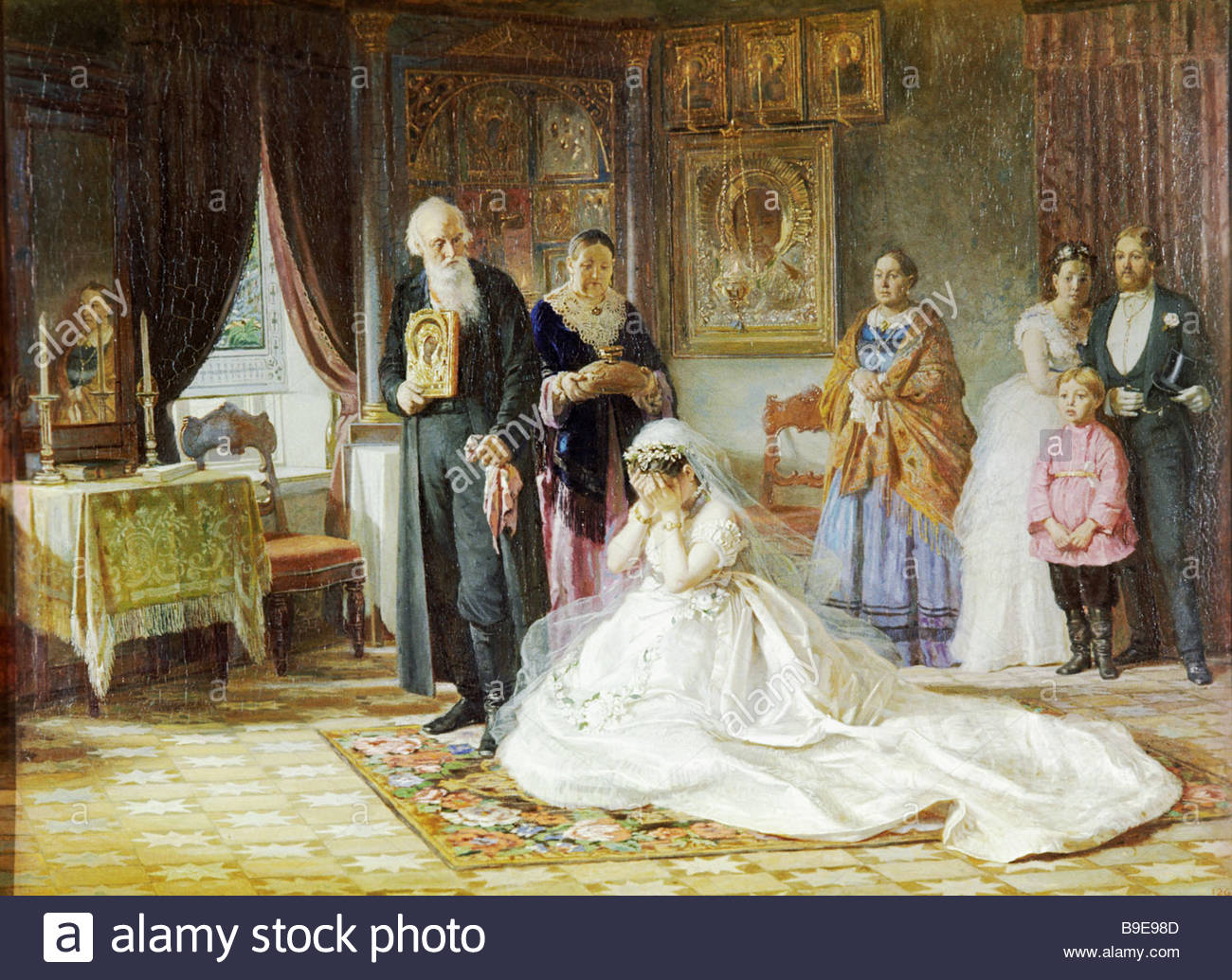 1300x1034 A Reproduction Of The Painting Before The Wedding 1874 By Fris - Russian Wedding Painting