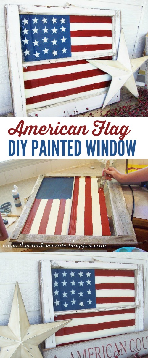 500x1205 Painted Flag Window Tutorial - Rustic American Flag Painting