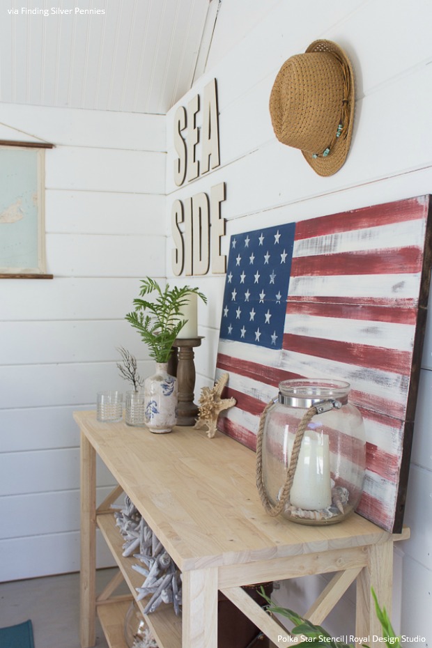 620x930 Proud Amp Painted Stenciled Rustic Wood American Flag - Rustic American Flag Painting