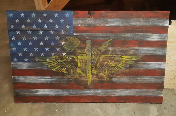 570x376 Anglico Usmc Flag Patriotic Art Rustic American Flag Custom - Rustic American Flag Painting