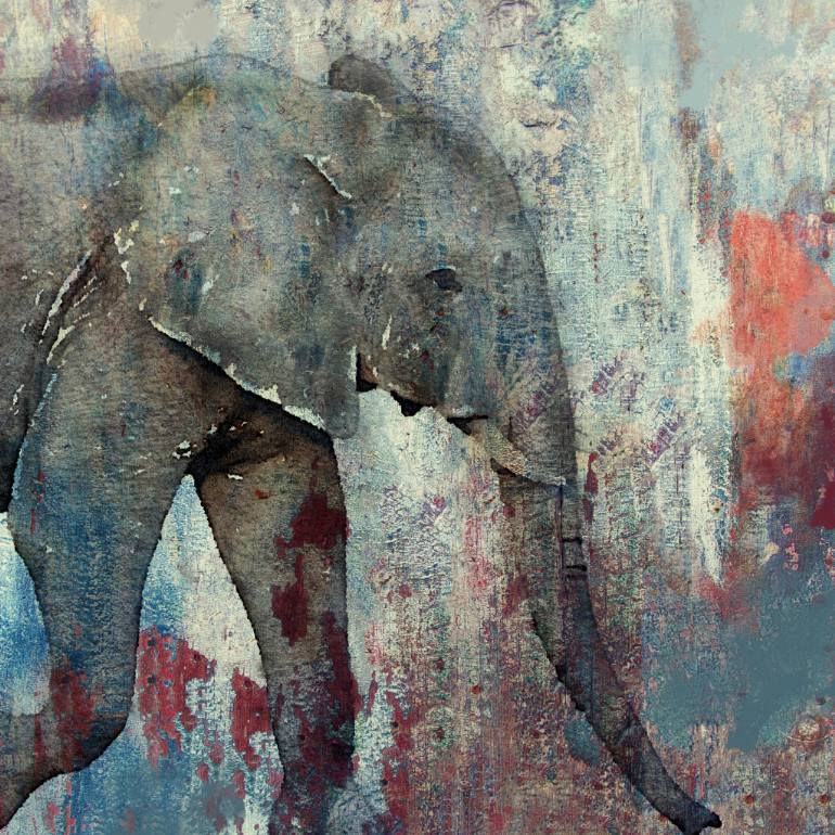770x770 Saatchi Art African Elephant, Large Grey Rustic Elephant Canvas - Rustic Canvas Painting