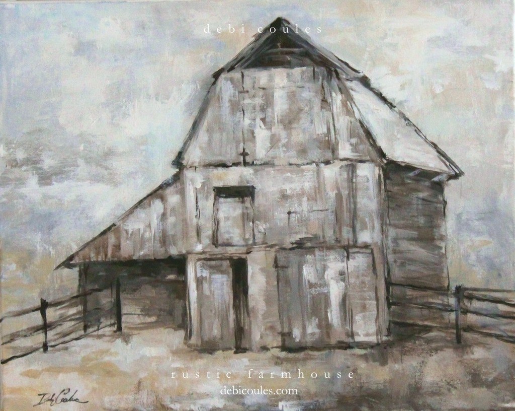 1024x816 The Barn Rustic Farmhouse Original Painting By Debi Coules - Rustic Painting