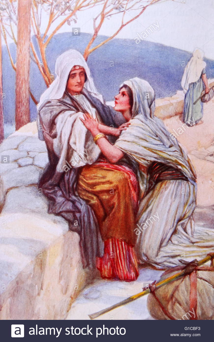 871x1390 Painting Depicting Ruth And Naomi. Ruth Was A Moabitess, Who - Ruth Painting
