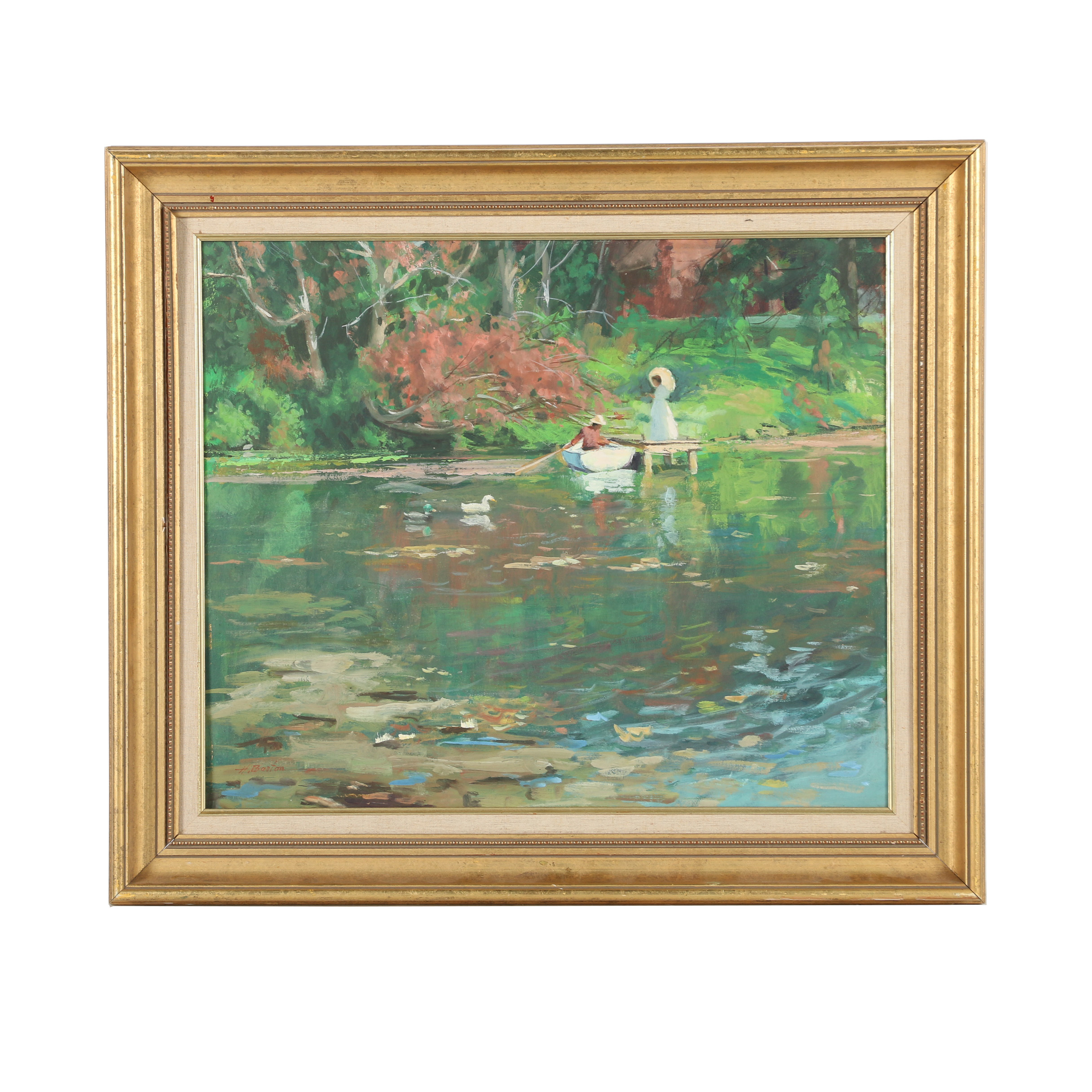 2432x2432 Harry Barton Oil Painting Cold Spring Harbor Ebth - S Barton Oil Painting