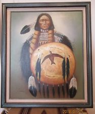 188x225 Indian Chief Painting Ebay - S Garcia Indian Painting