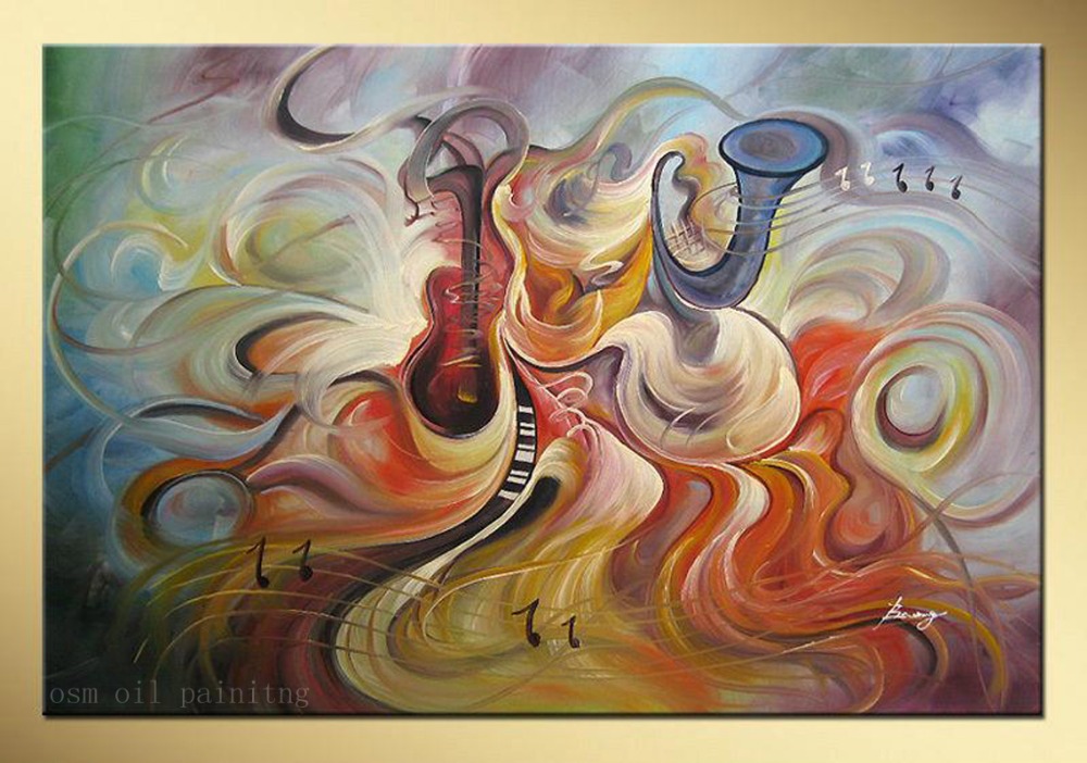 1000x702 Free Shipping Handmade Violin Piano Concert Music Abstract Hand - S Hofner Painting