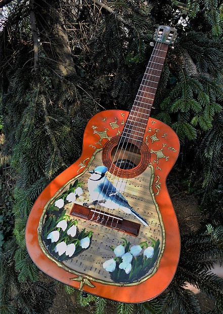 441x620 Hofner Antique Style Classical Vintage Custom Guitar Unique Reverb - S Hofner Painting