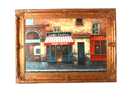 504x360 Original, Signed Oil On Canvas Street Painting By S. Hofner Ebth - S Hofner Painting