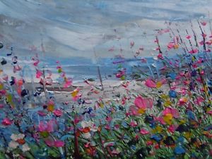 300x225 Acrylic Oil Textured Painting On Canvas Wild Flower Meadow 5 X 7 - S Painting