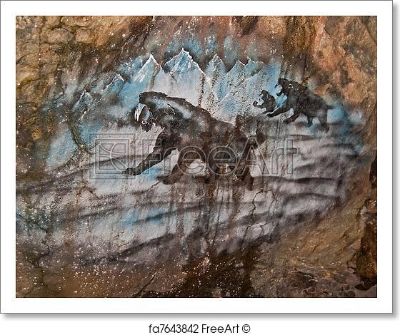 560x470 Free Art Print Of Ancient Cave Painting. This Is An Old, Ancient - Saber Tooth Tiger Cave Painting