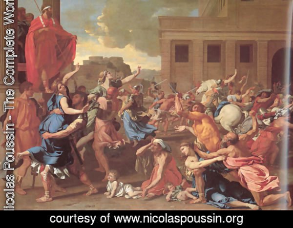 600x467 Nicolas Poussin - Sabine Women Painting