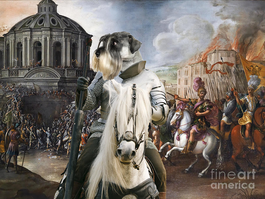 900x674 Schnauzer Art - Sack Of Rome Painting