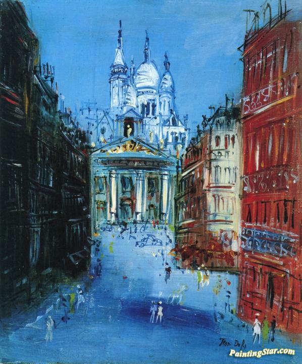 598x720 Rue Lepic And A View Of Sacre Coeur, Montmartre Artwork By Jean - Sacre Coeur Painting
