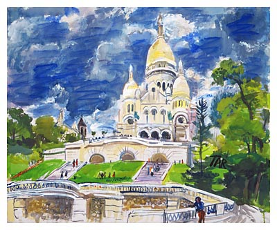 400x333 Sacre Coeur Church Basilica Paris France Prints Watercolors - Sacre Coeur Painting