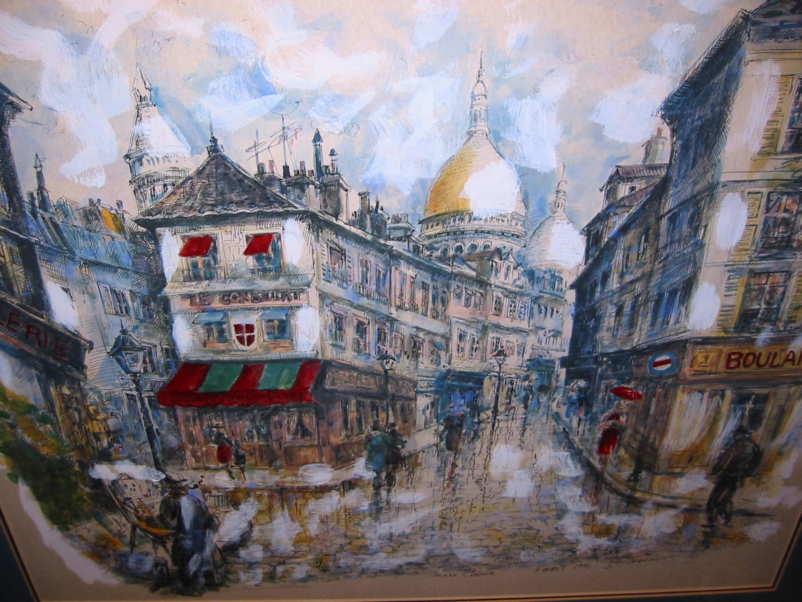 1600x1200 Sacre Coeur Paris Signed Cityscape Water Color For Sale Antiques - Sacre Coeur Painting