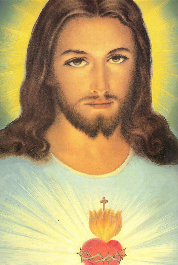 605x900 The Sacred Heart Of Jesus Painting By French School - Sacred Heart Of Jesus Painting