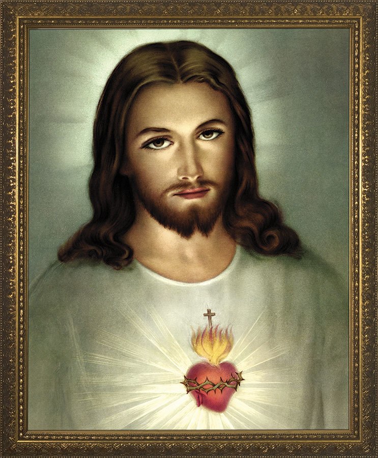 743x900 Traditional Sacred Heart Of Jesus Framed Art - Sacred Heart Of Jesus Painting