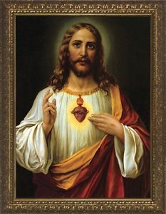 233x300 Handmade Oil Painting Repro Sacred Heart Of Jesus By Zabateri Ebay - Sacred Heart Of Jesus Painting