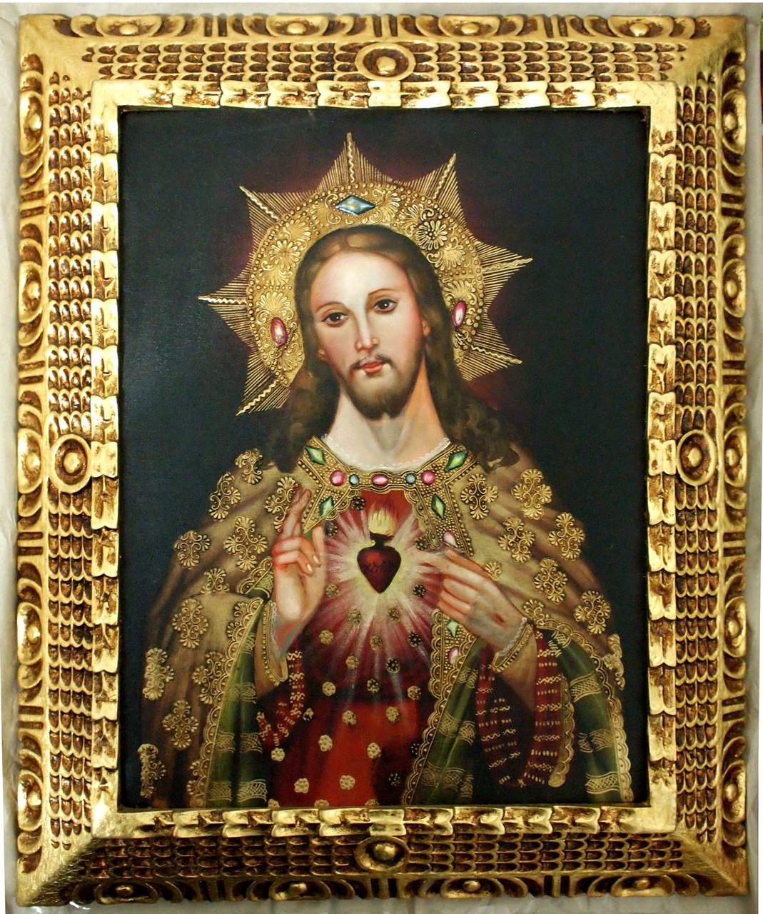 1069x1280 Sacred Heart Of Jesus Cusco School Oil Painting - Sacred Heart Painting