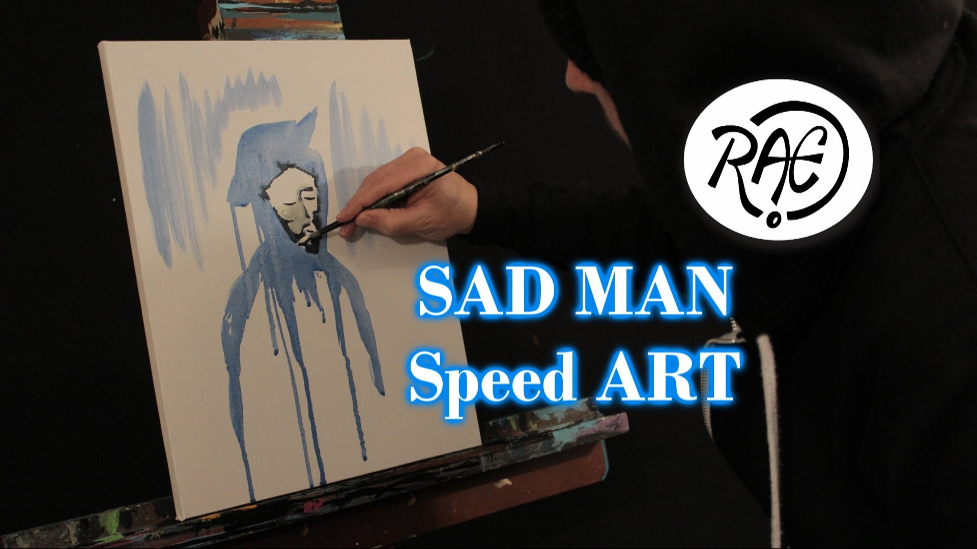 1920x1080 Sad Man Speed Art Timelapse By Raeart Abstract Thought Acrylic - Sad Abstract Painting