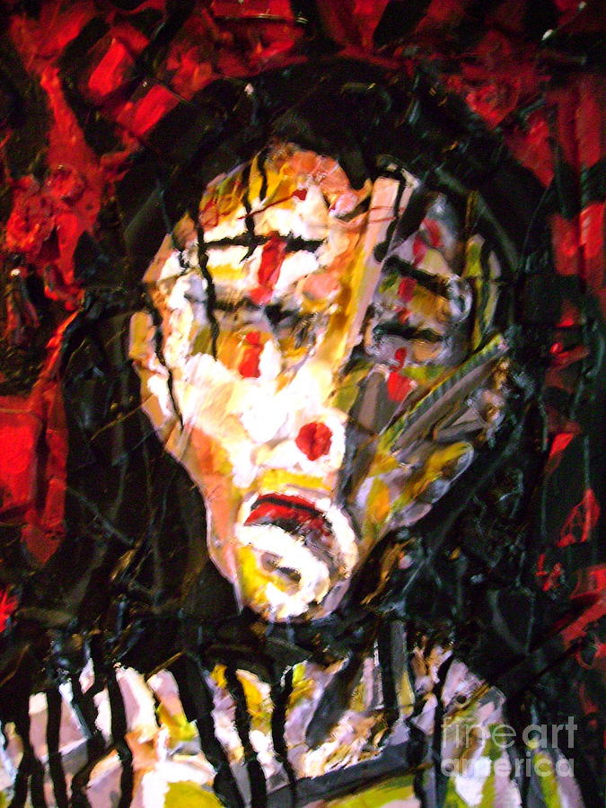 675x900 Self Portrait Sad Clown Painting By Gustavo Ramirez - Sad Abstract Painting