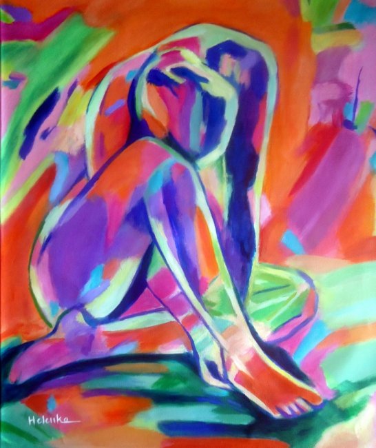 546x650 Sorrows, Sad, Woman, Abstract Art Print Helena Wierzbicki - Sad Abstract Painting