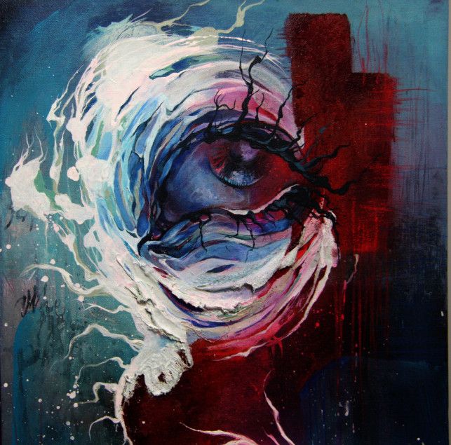 643x635 This Sad Eye Seems To Have Roots For Eyelashes In This Abstract - Sad Abstract Painting