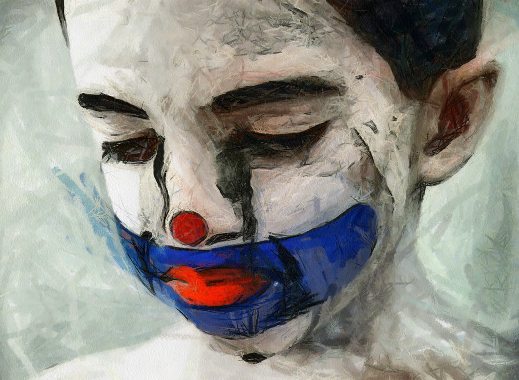 1044x765 Sad Clown Boy By Jessica Art - Sad Boy Painting