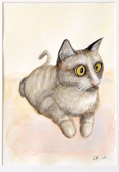 236x342 Sad, Cat Painting, Cute, Sweet, Watercolors, Hand Painted - Sad Cat Painting