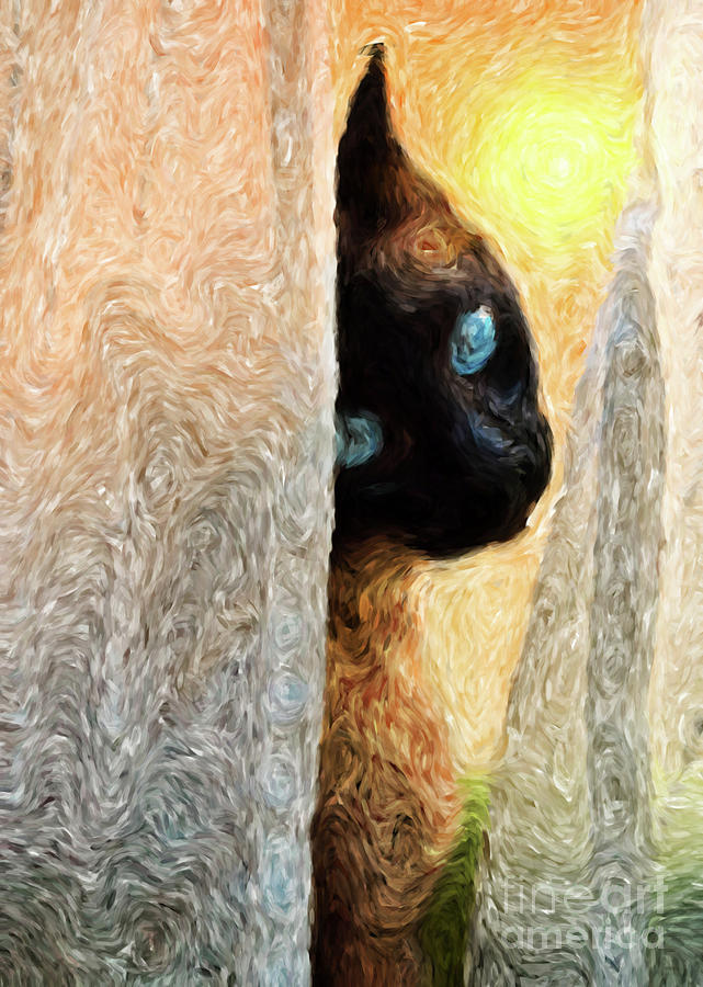 641x900 Sad Cat Painting By Giovanni Cancemi - Sad Cat Painting