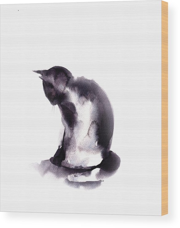 586x740 Sad Cat Wood Print By Sophia Rodionov - Sad Cat Painting