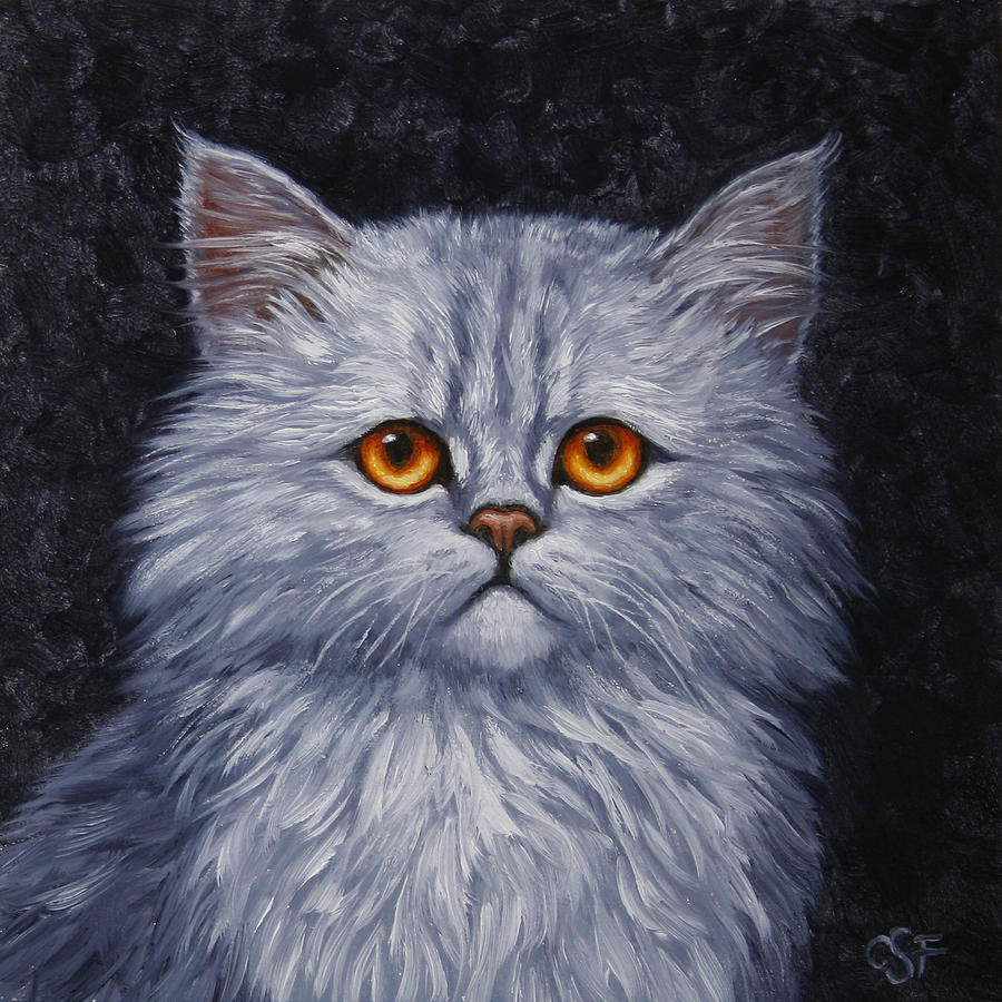 900x900 Sad Kitty Painting By Crista Forest - Sad Cat Painting