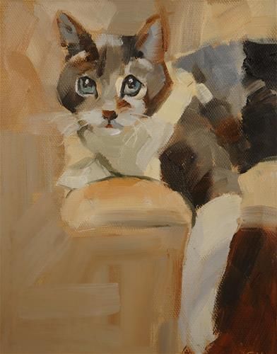 392x500 Daily Paintworks - Sad Cat Painting