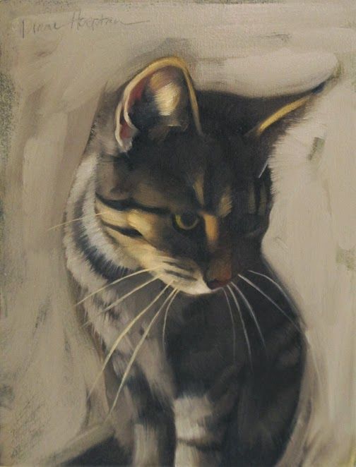 504x662 Diane Hoeptner Sad Kitty Cat Oil Painting Art Sad - Sad Cat Painting