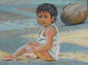 300x222 Delhi Paintings Fine Art America - Sad Child Painting