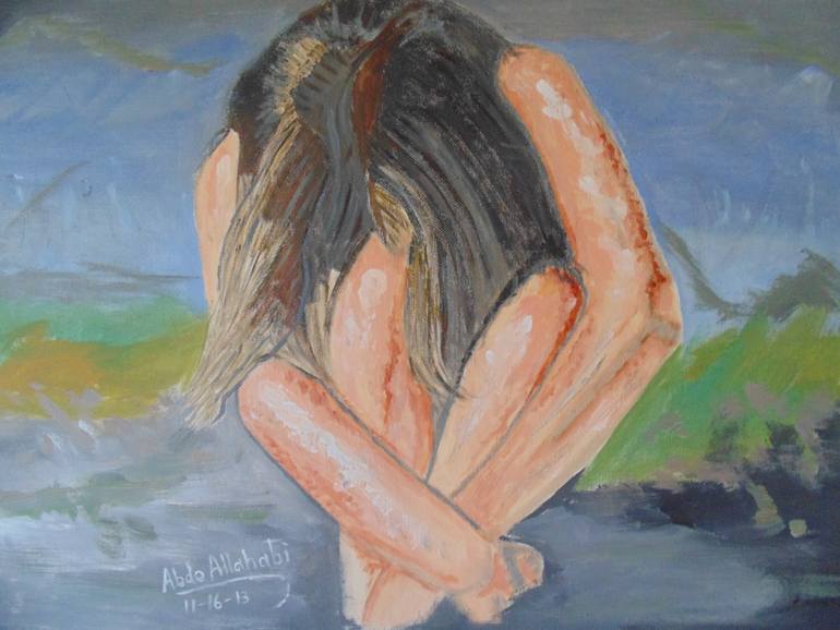 770x578 Saatchi Art Sad Girl Painting By Abdo Allahabi - Sad Child Painting