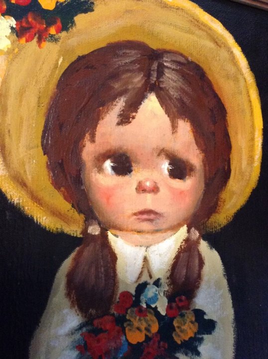 538x720 Big Sad Eyes Painting, Child Portrait, Oil On Canvas, Signed By - Sad Child Painting