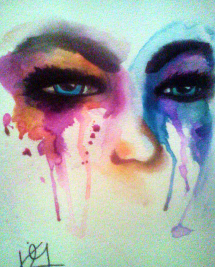 754x938 Sad Eyes By Acoustickyrahh - Sad Eyes Painting