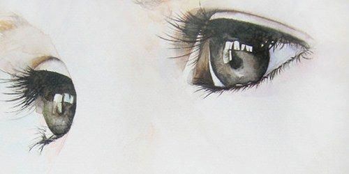 500x250 Art Cute Sad Eyes Painting Sweet Pastel Sadness Look Pale Suicide - Sad Eyes Painting