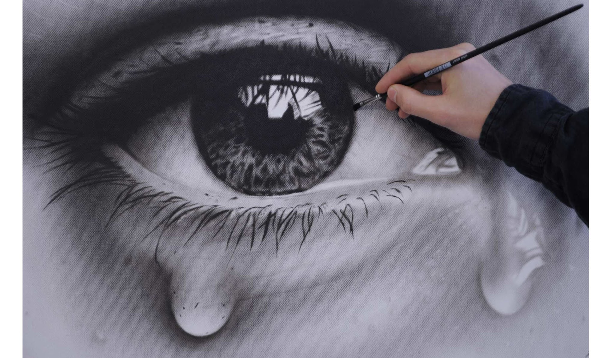 2019x1194 How To Draw A Realistic Eye With Teardrop Speed Painting - Sad Ey...